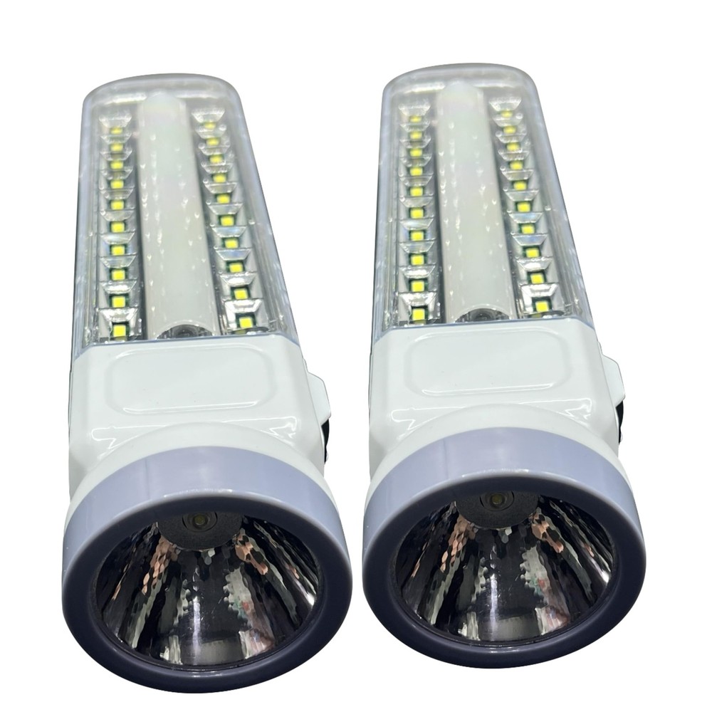 Set of 2 LED Emergency Hand Light Powerful Charge Function in White