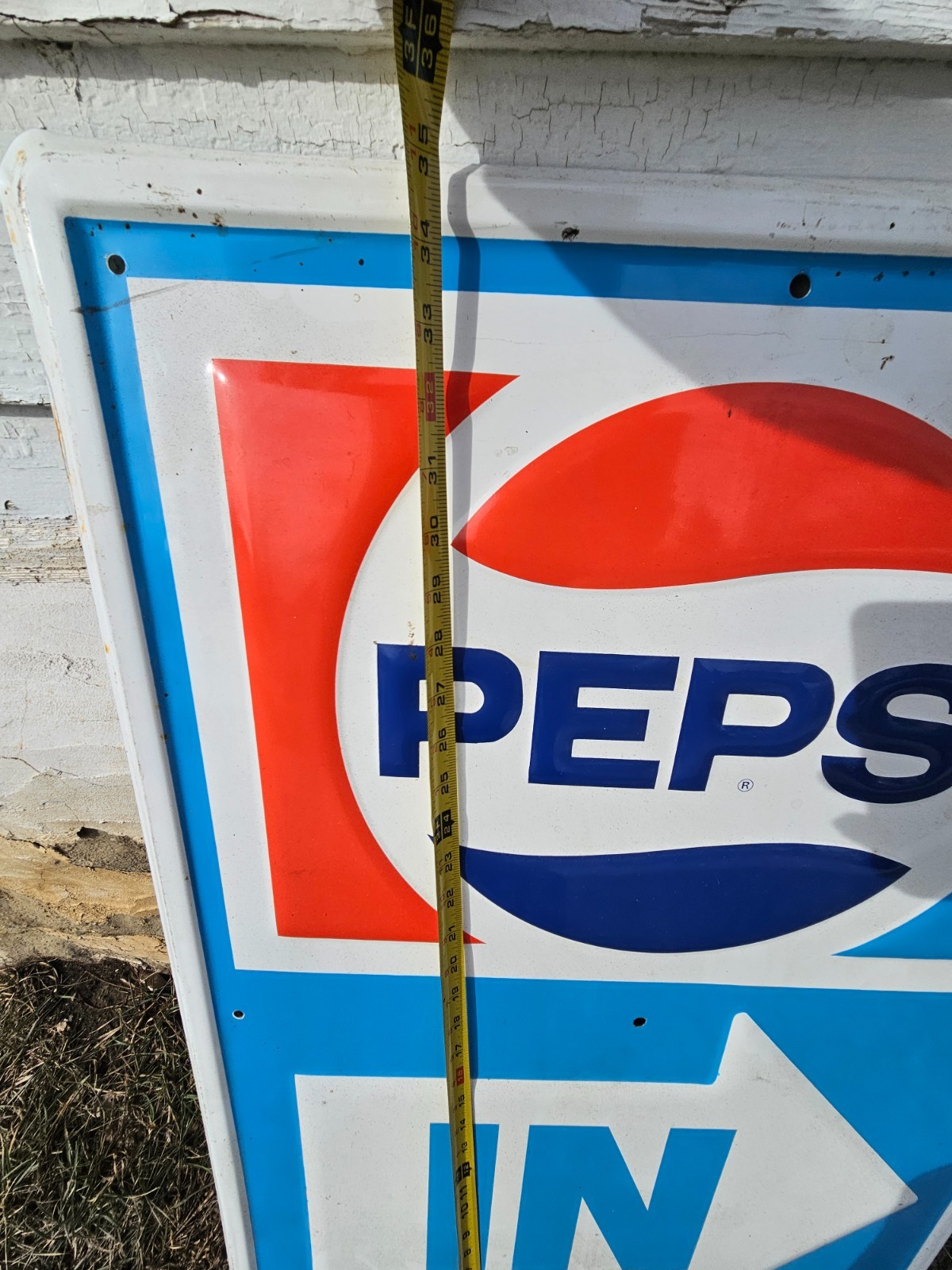 Vintage Pepsi Cola Soda Pop Tin Embossed IN Arrow Advertising Sign