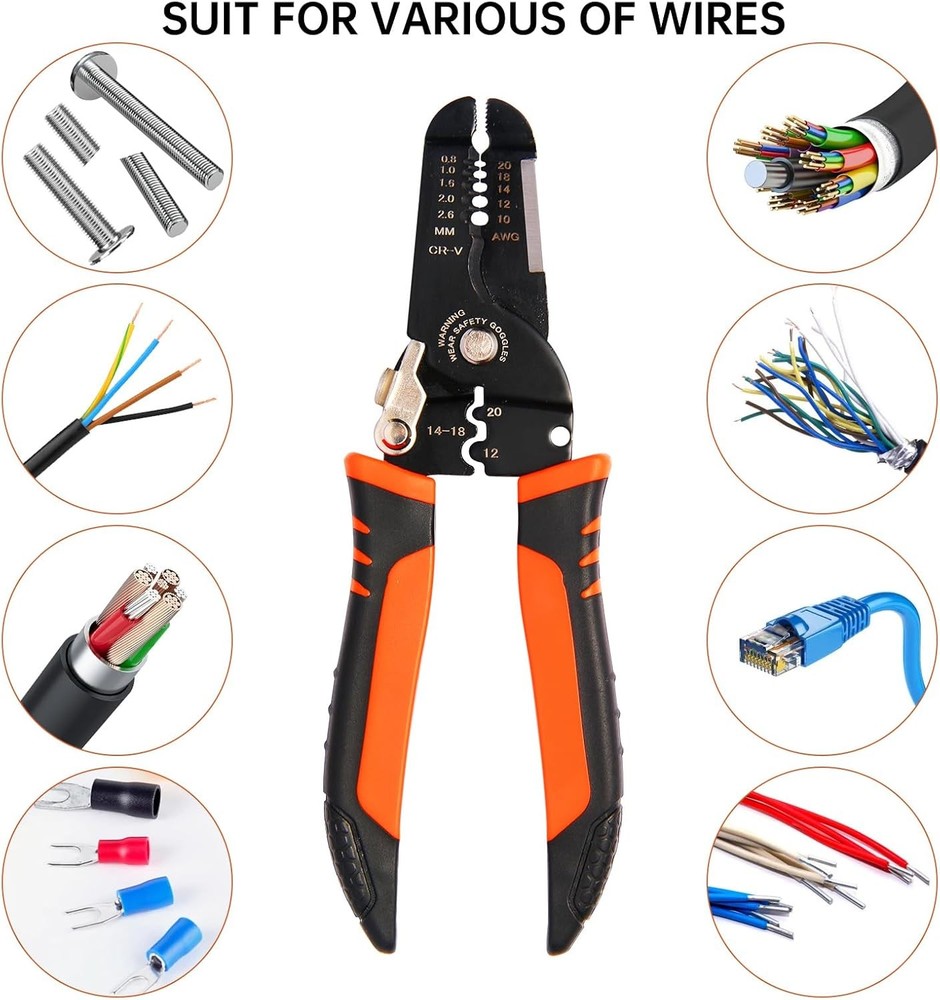 Wire Stripper, 3-rd Generation Strippers or Crimping Tool, 5-IN-1 Orange