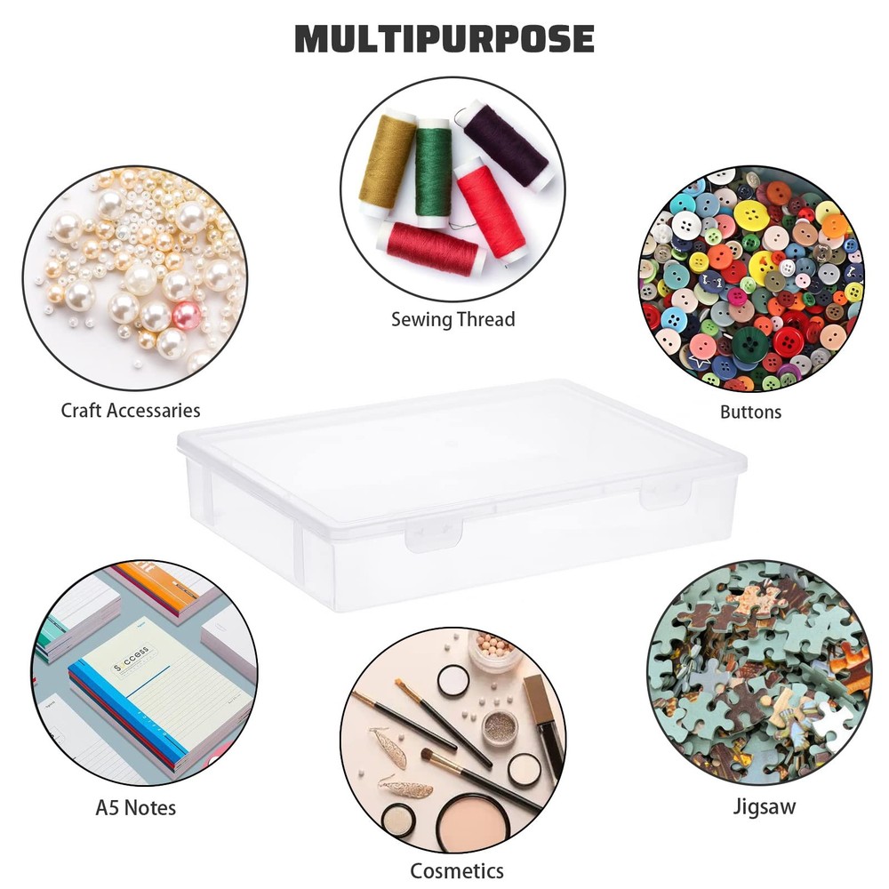 BTSKY Clear Plastic Storage Box with Flap Lid, Medium-2 Pack,