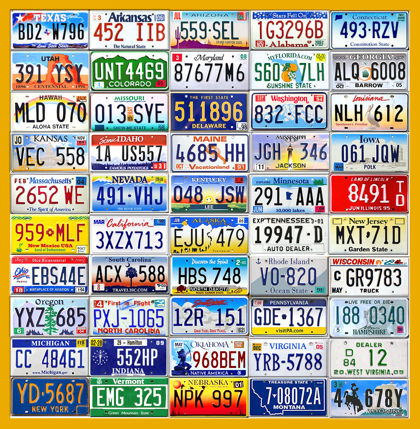 50 STATE LICENSE PLATE SET + BONUS PLATES MANCAVE LOT USA