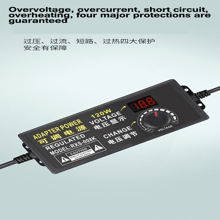 9V-24V 5A 120W Adjustable Voltage Power Supply Adapter Transformer 14 Plugs US