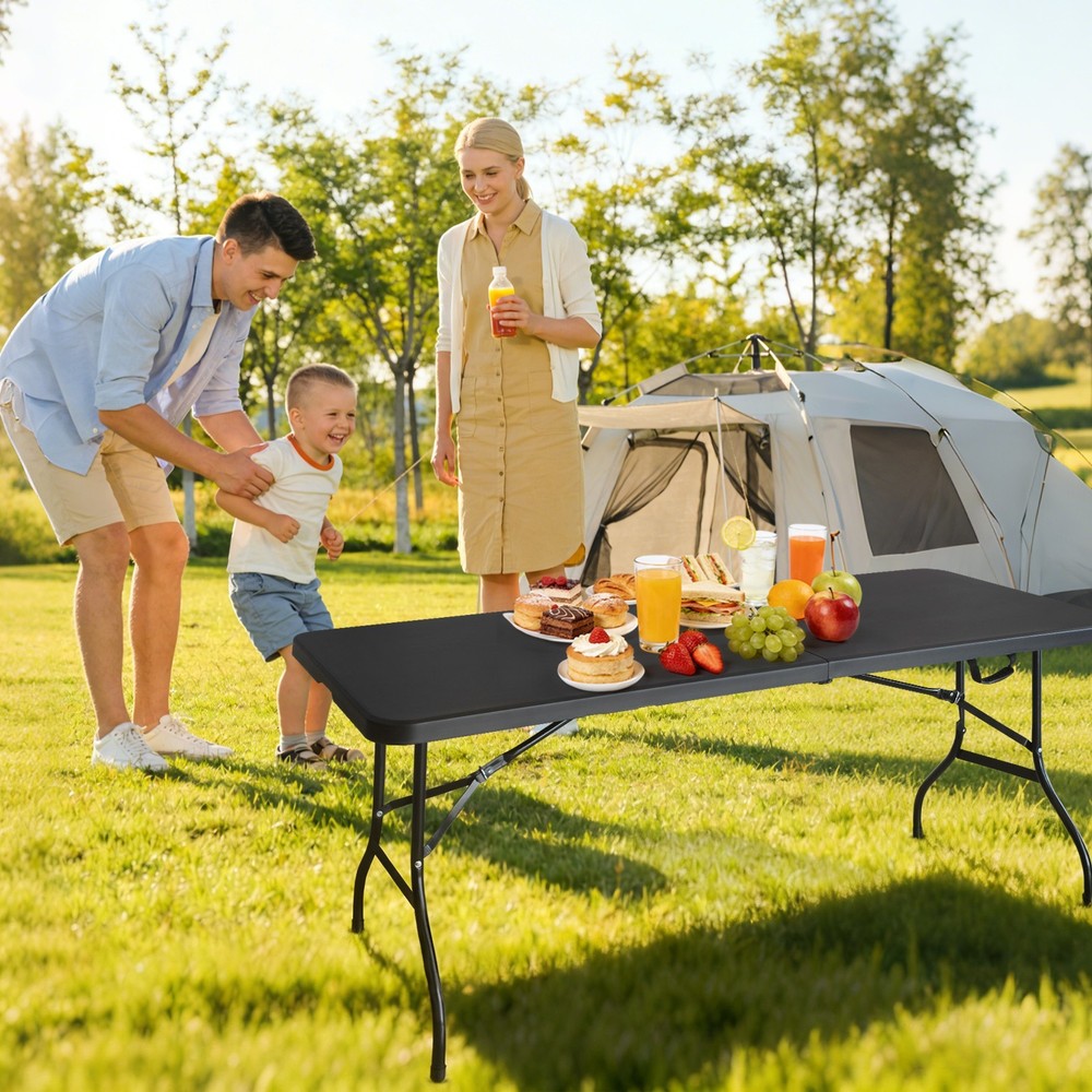 6ft Black Folding Table Multi-functional Outdoor Picnic Party Game