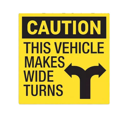 Caution This Vehicle Makes Wide Turns Sticker Decal