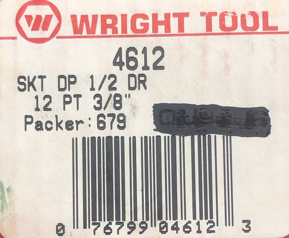 Wright Tool # 4612 3/8" - 1/2" Dr. 12 Pt. Std. Socket USA Made FREE SHIPPING