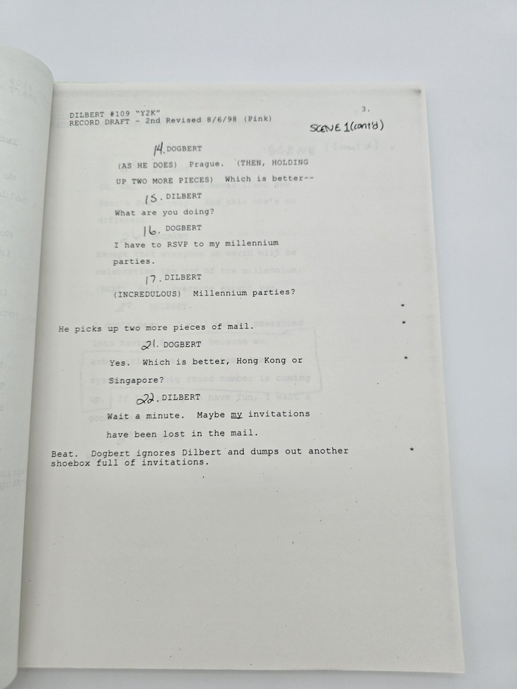 DILBERT / Larry Charles 1998 TV Script, Daniel Stern & Chris Elliott "Y2K"