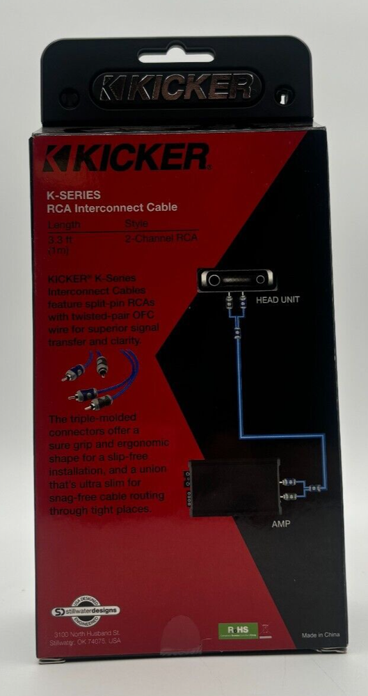 Kicker 46KI21 K-Series 2-Channel RCA Interconnect, 1.0 Meter