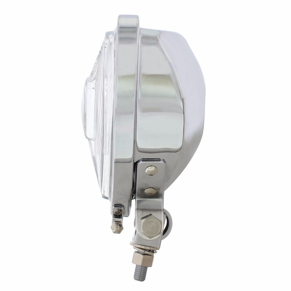 Vintage Style Triangle Headlight with Flat Chrome Housing