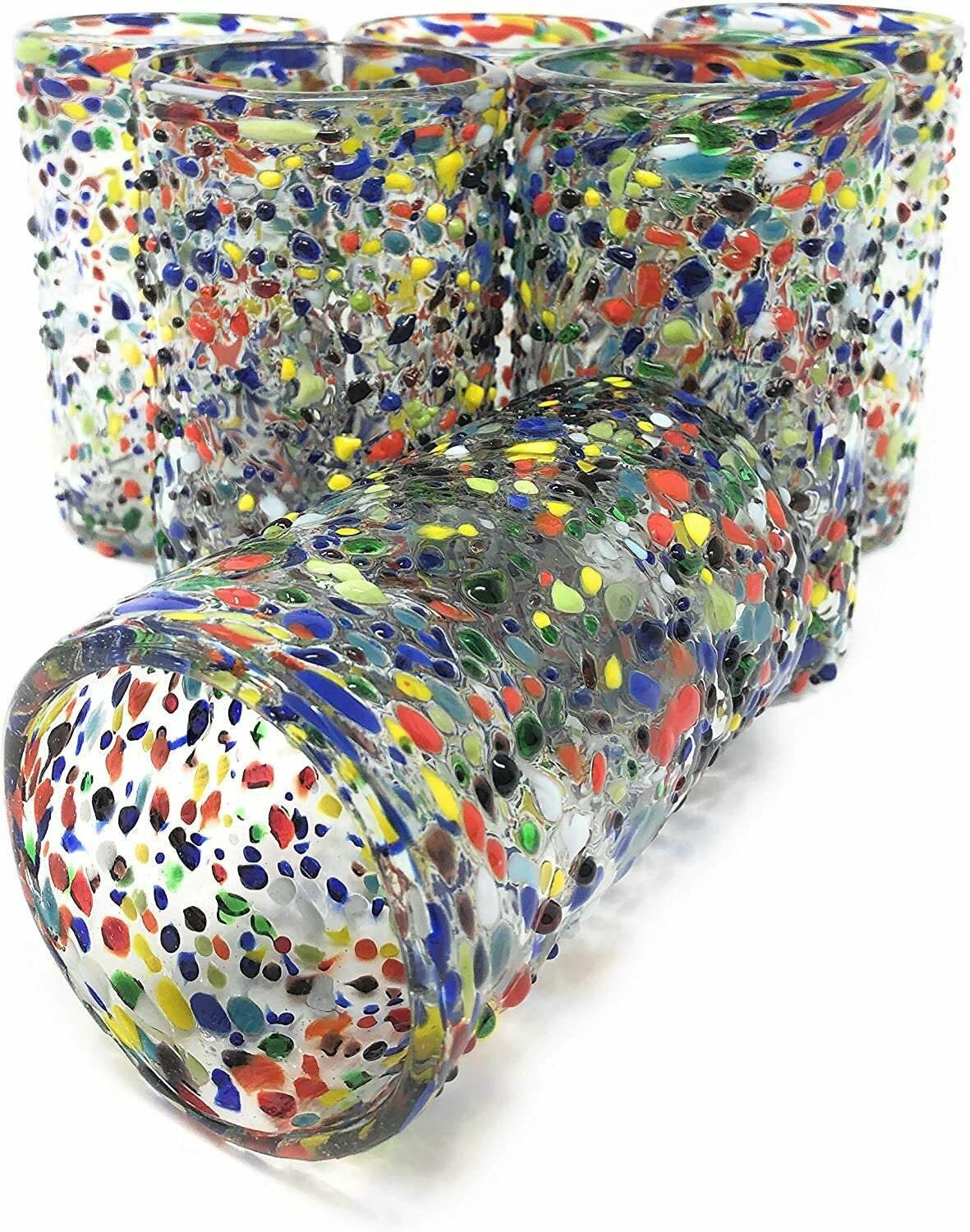 Confetti Rock Design Drinking Glasses - Set of 6 (14 oz each)