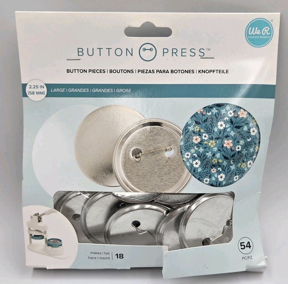 New We R Memory Keepers Button Press Refill Pack 2.25" (58mm) Large 18 Buttons