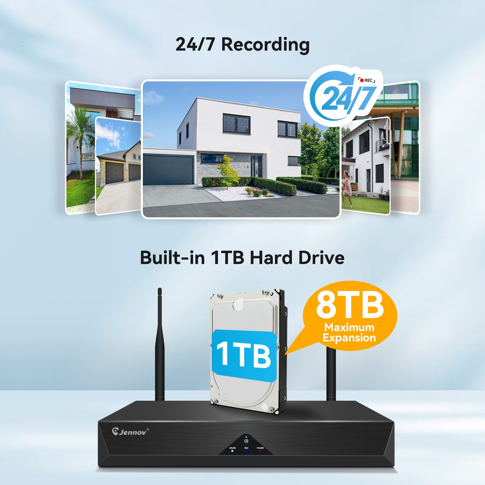 PTZ Wireless Home Security Camera System Wifi IP Camera 10CH NVR 24/7 Recording