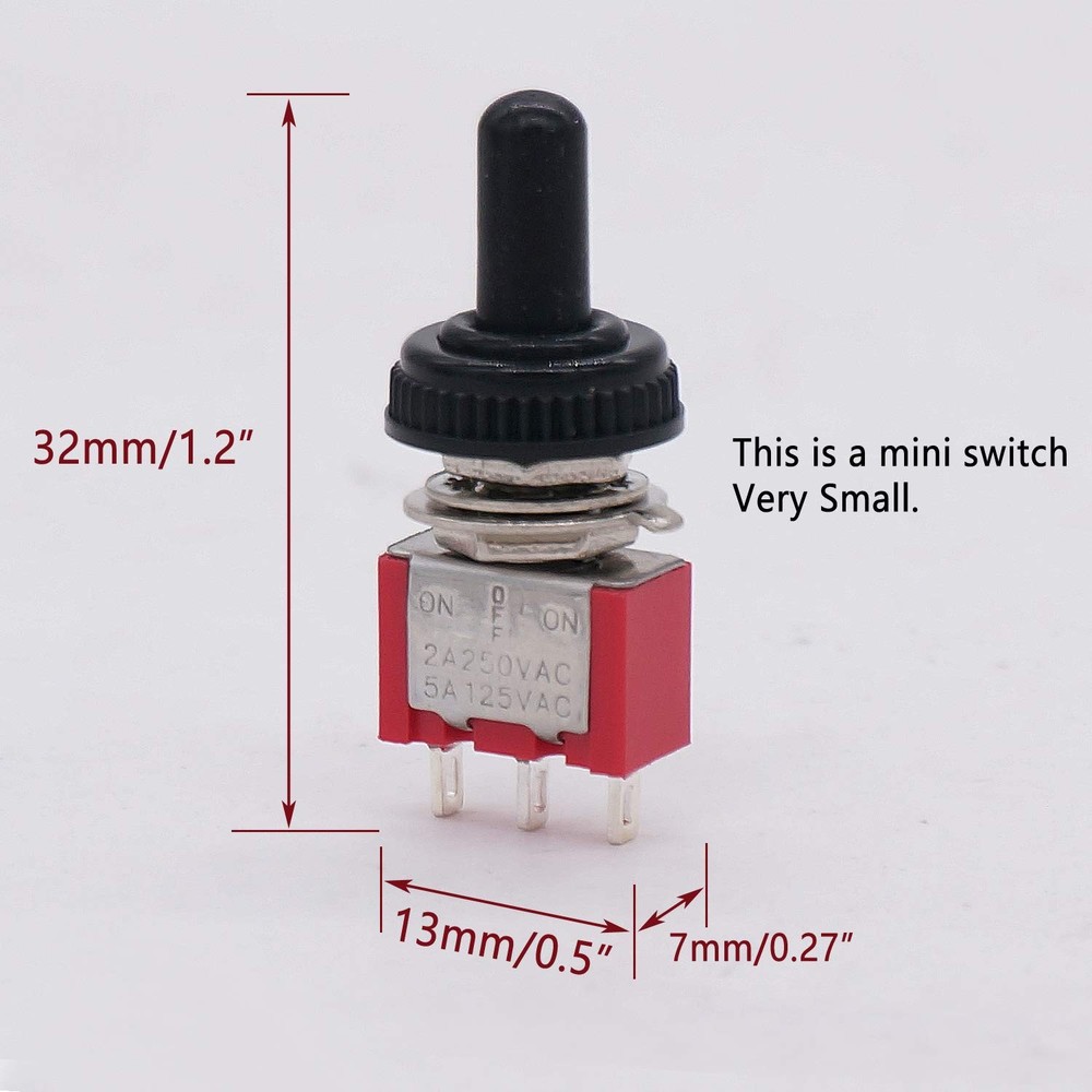 Twidec/6Pcs Mini Momentary Toggle Switch SPDT 3 Position 3 3Pin（ON)-OFF-(ON)