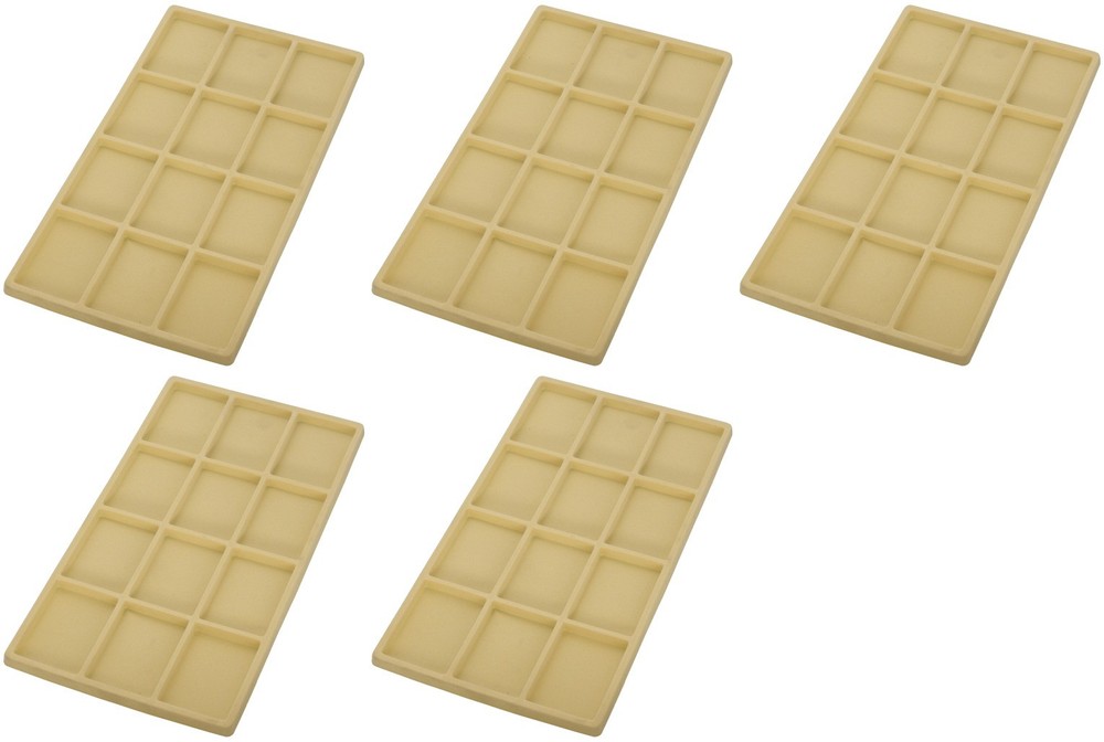5 Beige 12 Compartment Display Tray Inserts