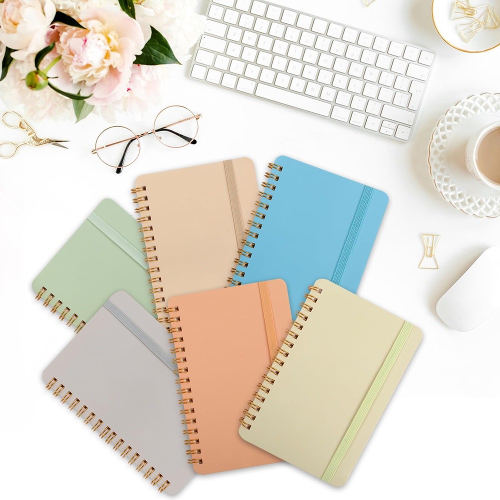 Azureal 6 PCS Small Spiral Notebook 4x6, Notebooks for Note Multicolor