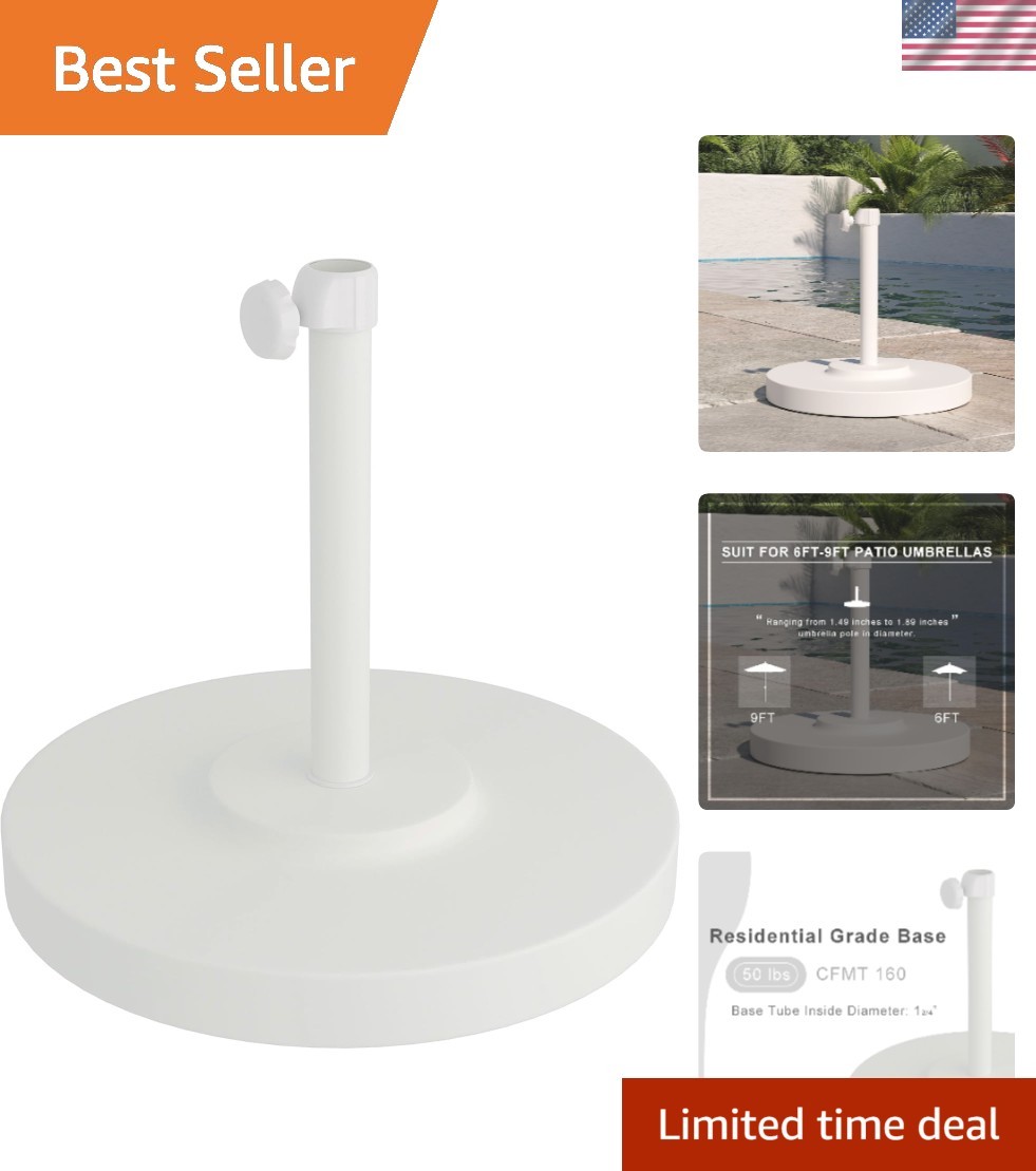 Sturdy 50 lbs Concrete Weighted Patio Umbrella Base for Stability & Elegance