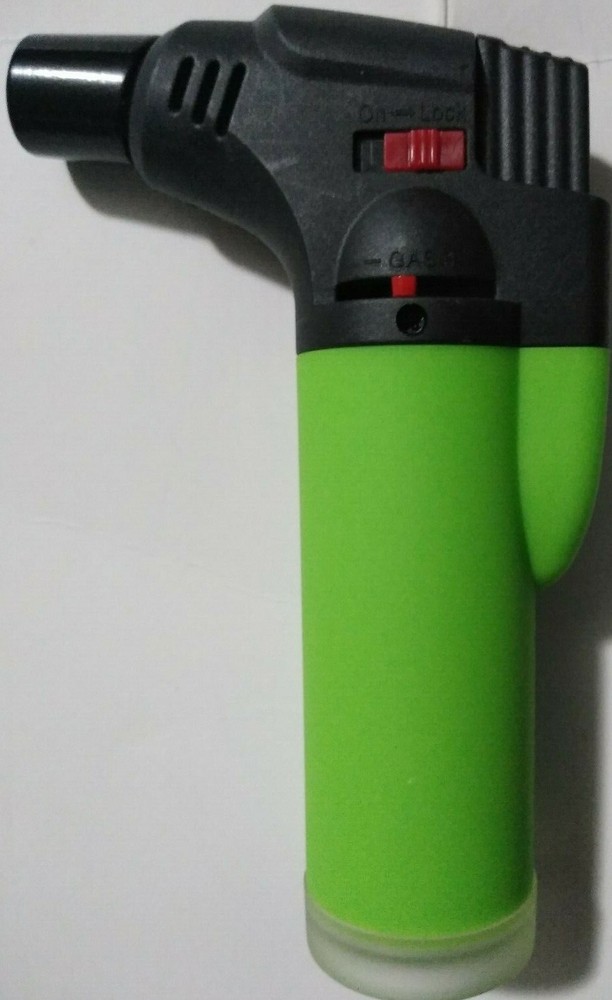 Torch Refillable Windproof Jet Lighter Color Green Size 4 inches