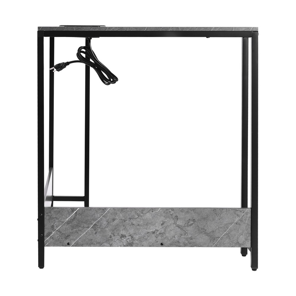 Corner Desk, Small Computer Desk with Outlets & LED Lights, Small Office Desk