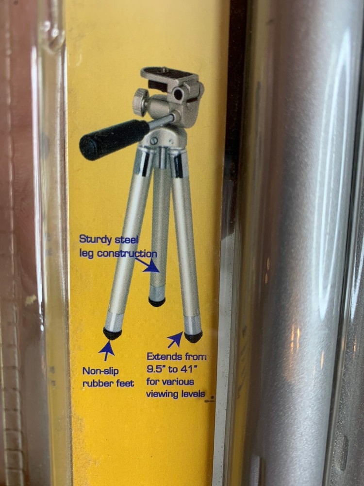 Camera Collapsable Extending Tripod 41" Portable 9.5" Chrome Silver Rubber Feet