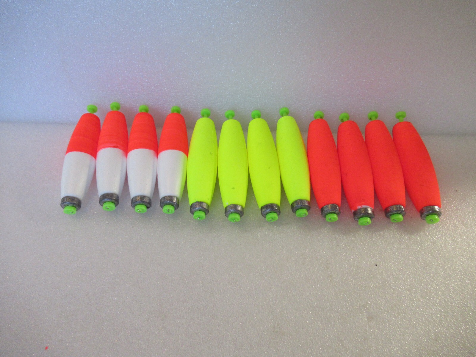 12 3" FISHING BOBBERS Large Cigar Floats Weighted Foam Snap on Float Choice