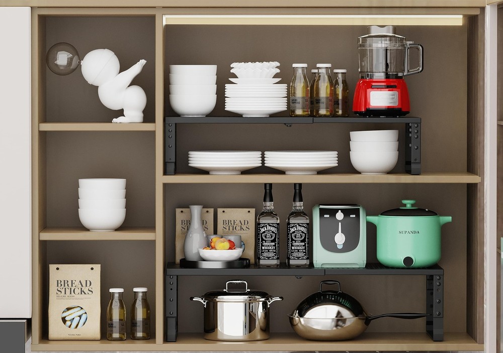 Expandable Adjustable Stackable Kitchen Organizer, Spice Rack,Metal Pantry St...
