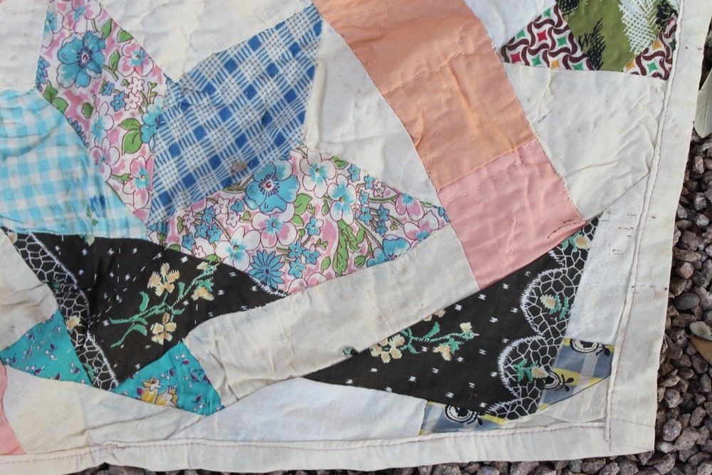 Antique Star Basket Patchwork Quilt RARE