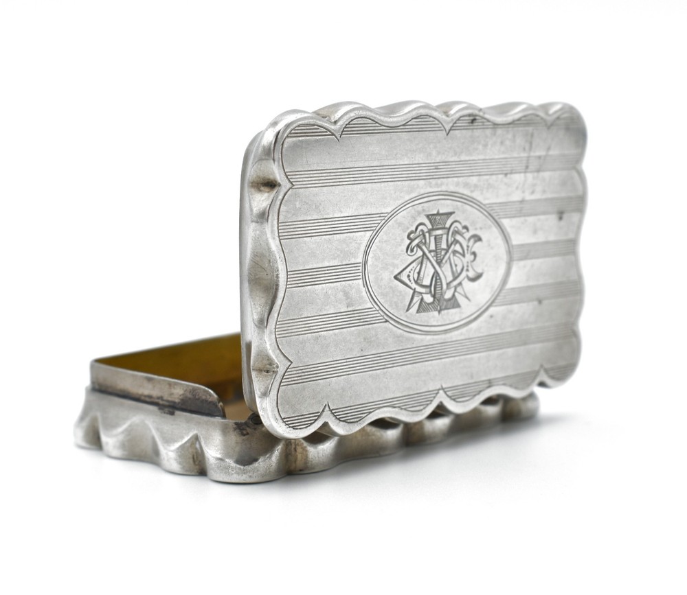 Antique Solid Silver Snuff Box 1911 Shaped William Aitken