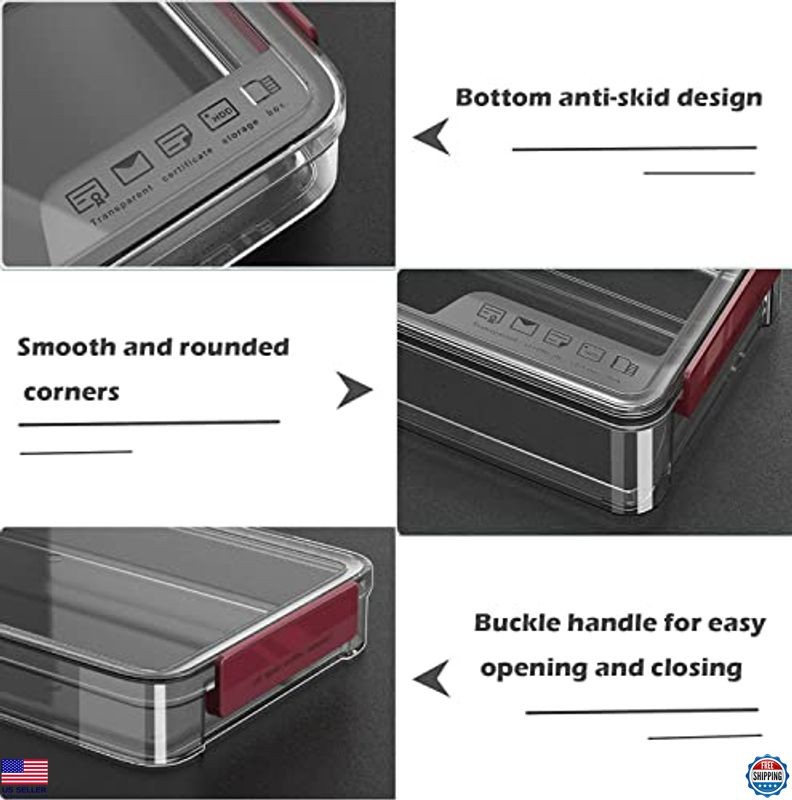 2-Pack Stackable Clear Plastic Document Storage Boxes with Lids for A4 Files