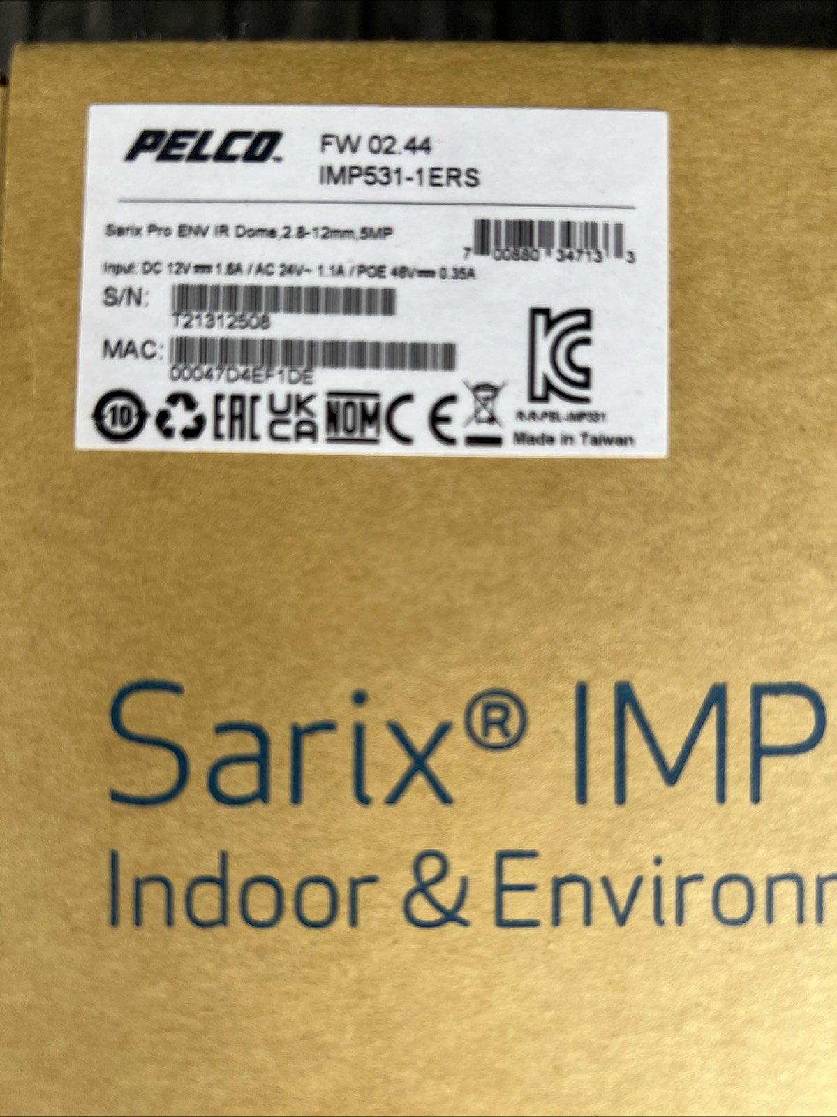 New Pelco IMP531-1ERS Sarix Pro Series 5MP Outdoor WDR IR Dome IP Camera