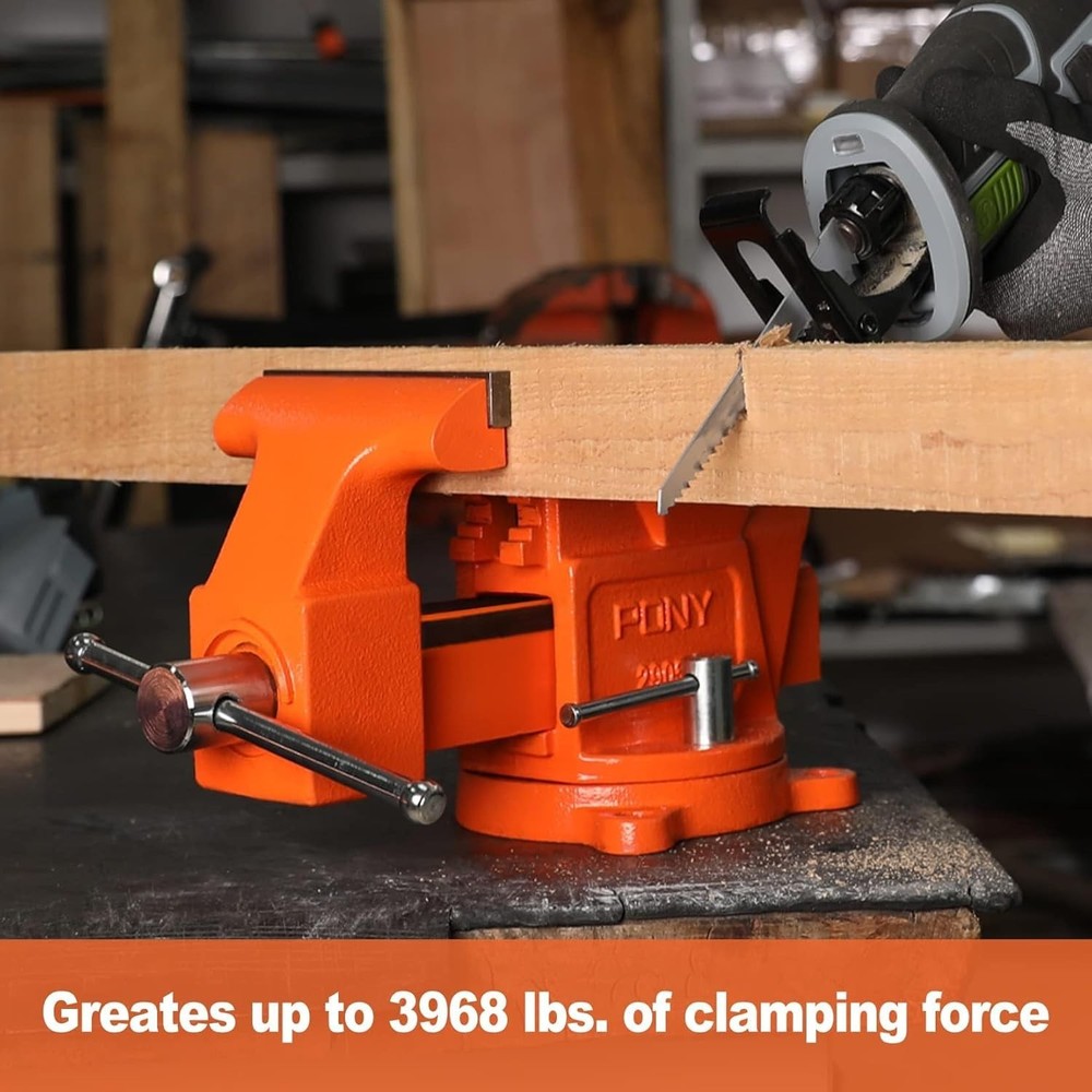 5″ Heavy-Duty Bench Vise – 360° Swivel Base, Pipe Clamp Function