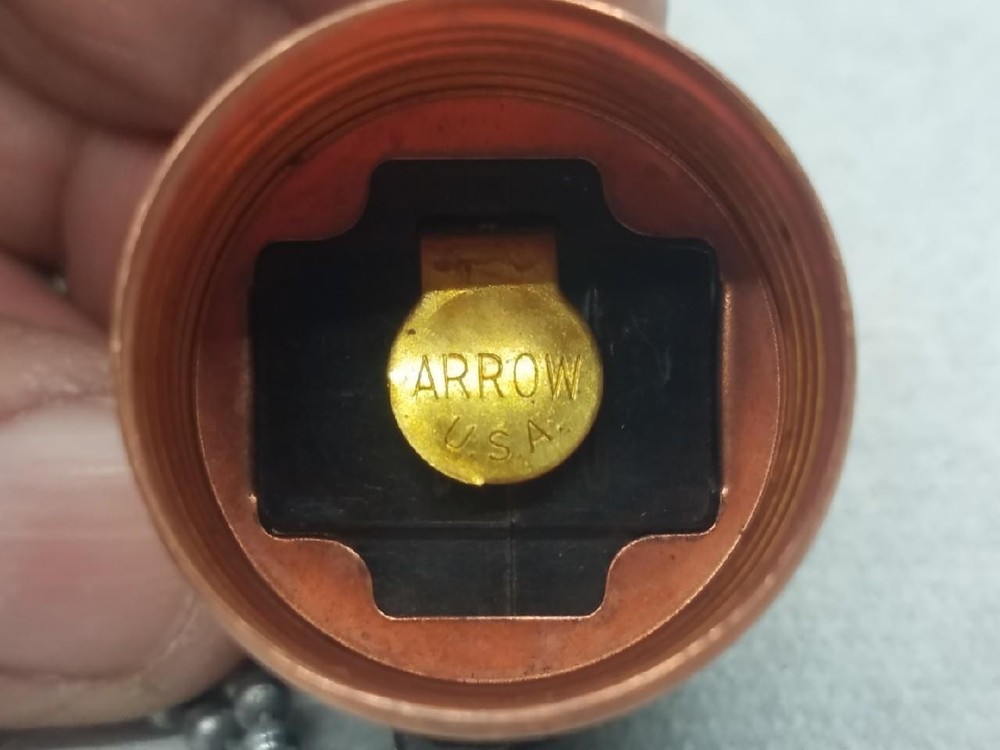 Vintage Bakelite Arrow Pull Chain Medium Base Copper Socket Switch, 6 Inch Chain