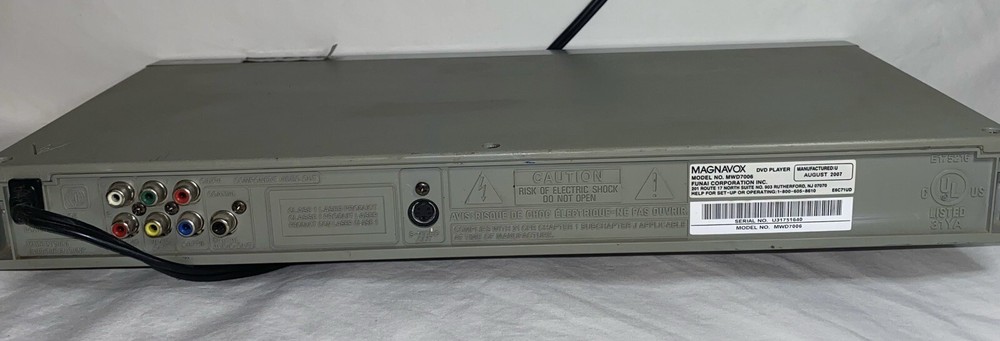 Magnavox MWD7006 DVD Player No Remote Fully Functional