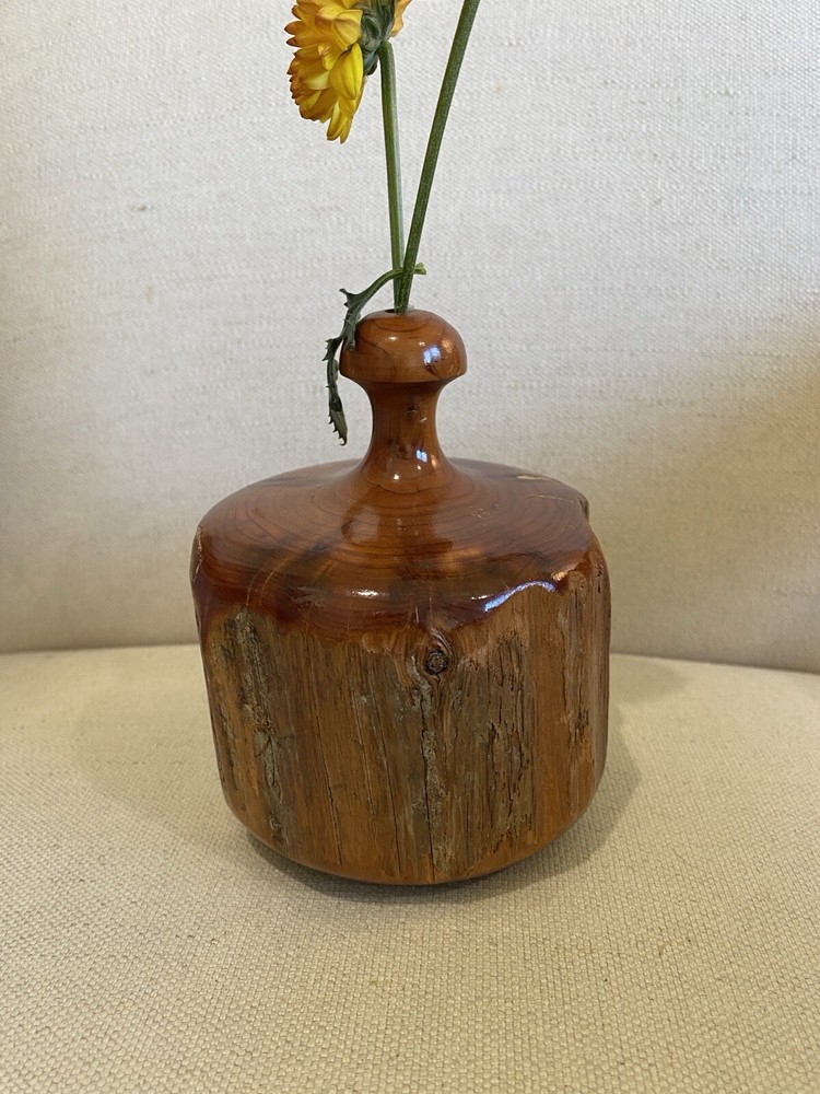 Vtg MCM Live Edge Bud Vase Weedpot