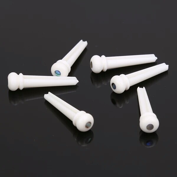 6x Bone Guitar Bridge Pin String Peg Abalone shell Dot Luthier nut saddle