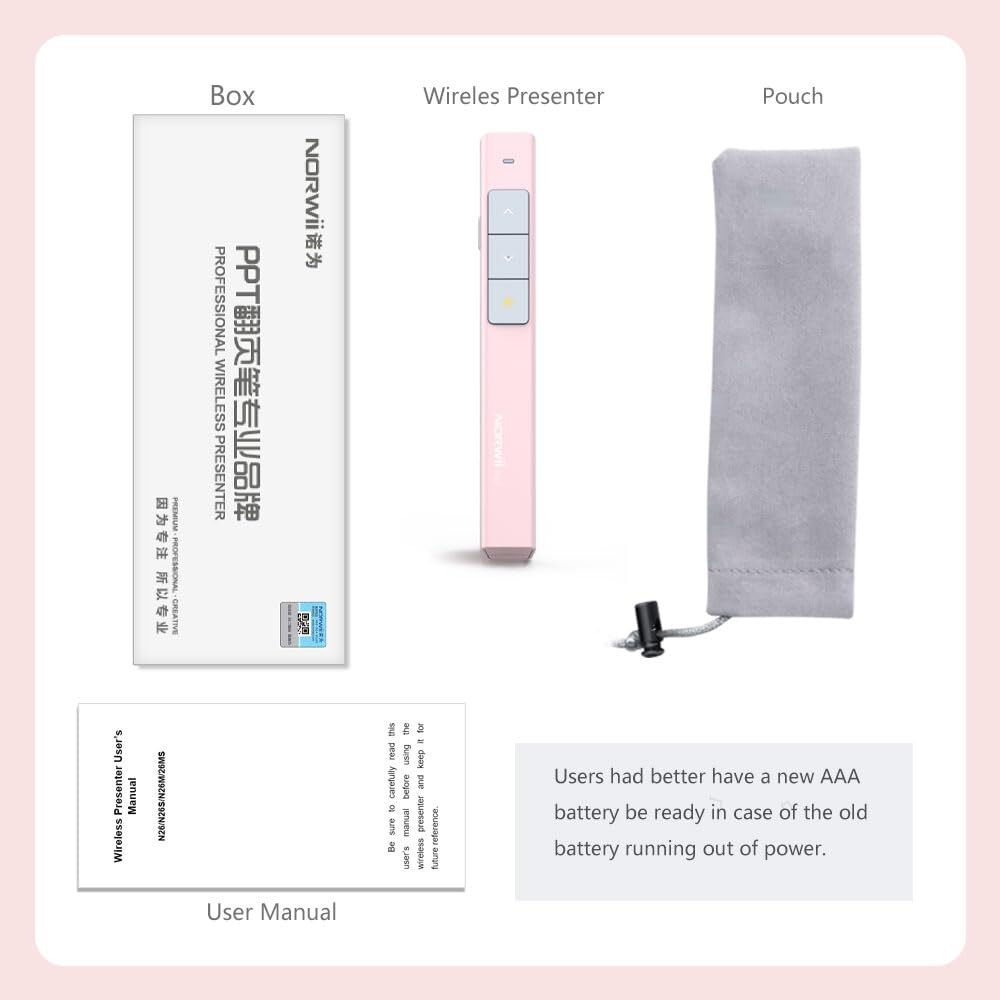 N26 Wireless Presentation Clicker Presentation Remote PowerPoint Clicker with...