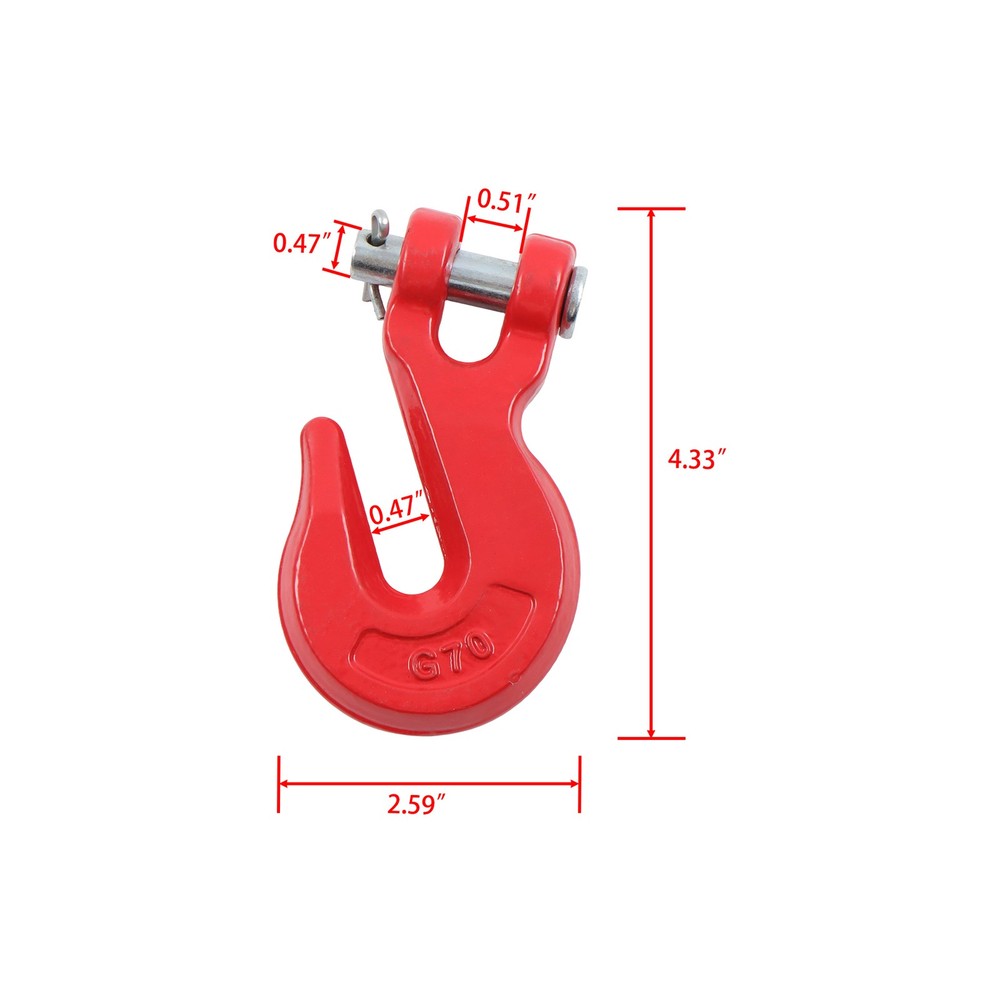4 Pack 3/8" Clevis Grab Hooks G70 7500lbs Working Load Limit Red Chain Hooks