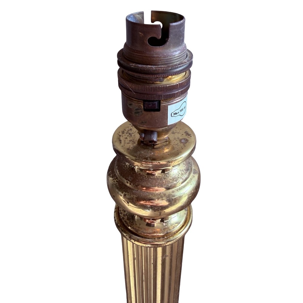 Vintage Brass Effect Table Lamp Base Column Fluted Heavy 48cm Classic