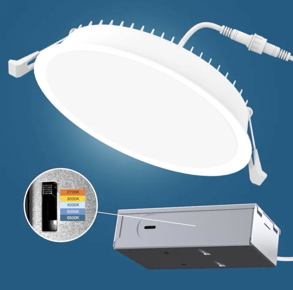 Utilitech 6" 1200 Lumens LED Canless Trimless Recessed Downlight White Dimmable