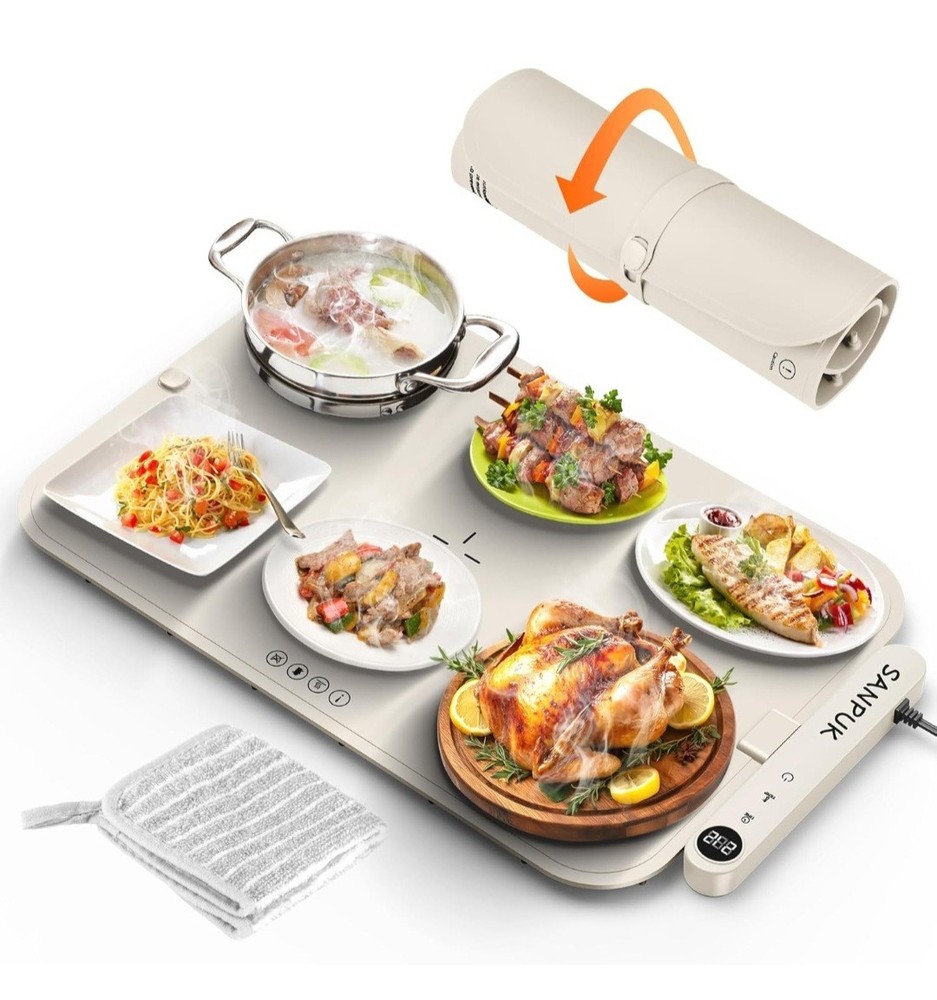 Food Warmer Mat Portable, Versatile W/Temperature Control/Full Surface Warming