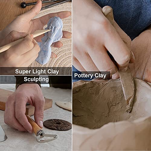 17 Pcs Pottery Tool Kit Polymer Clay Tools Modeling Clay Sculpting Tools Kit
