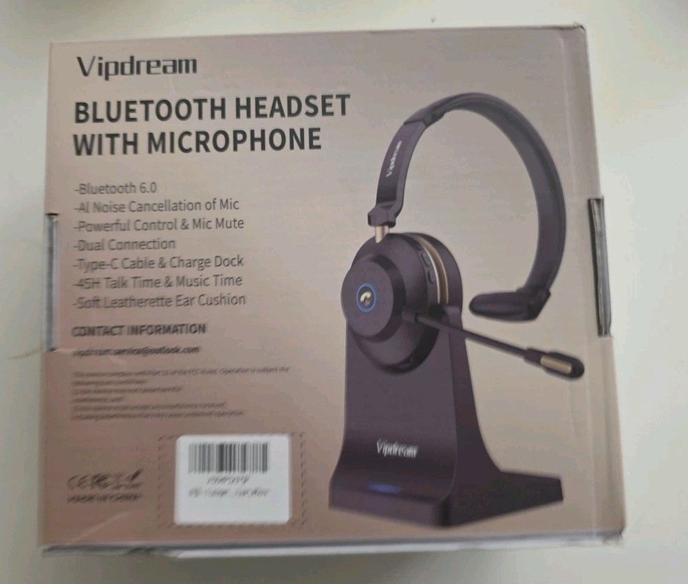Vipdream Wireless Headset with Microphone for Work, Bluetooth 5.3 Computer Heads