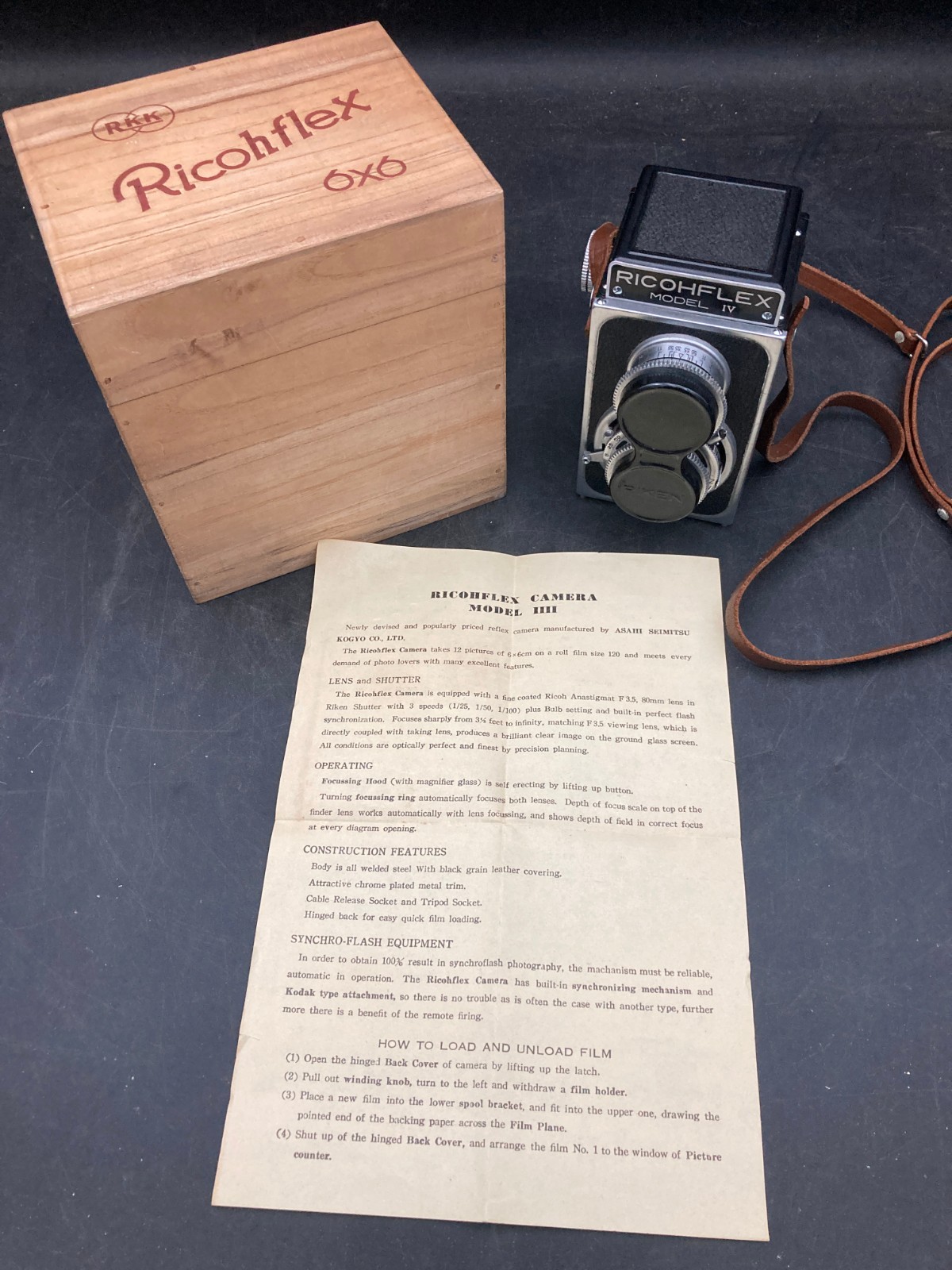 Ricohflex Model IV Vintage Camera with Box/Info Sheet Untested