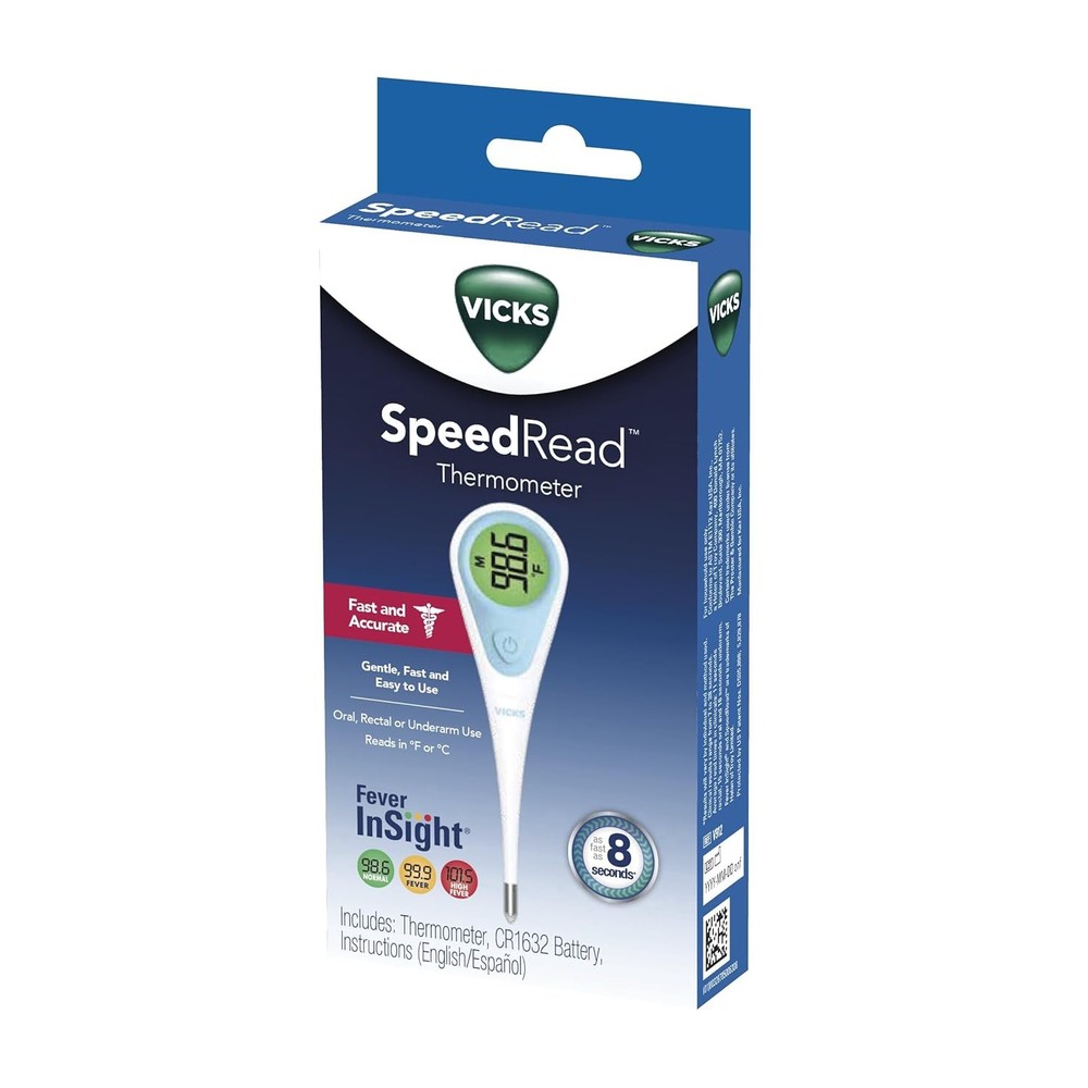 Vicks SpeedRead Digital Thermometer with Color-Coded Temperature Readings,