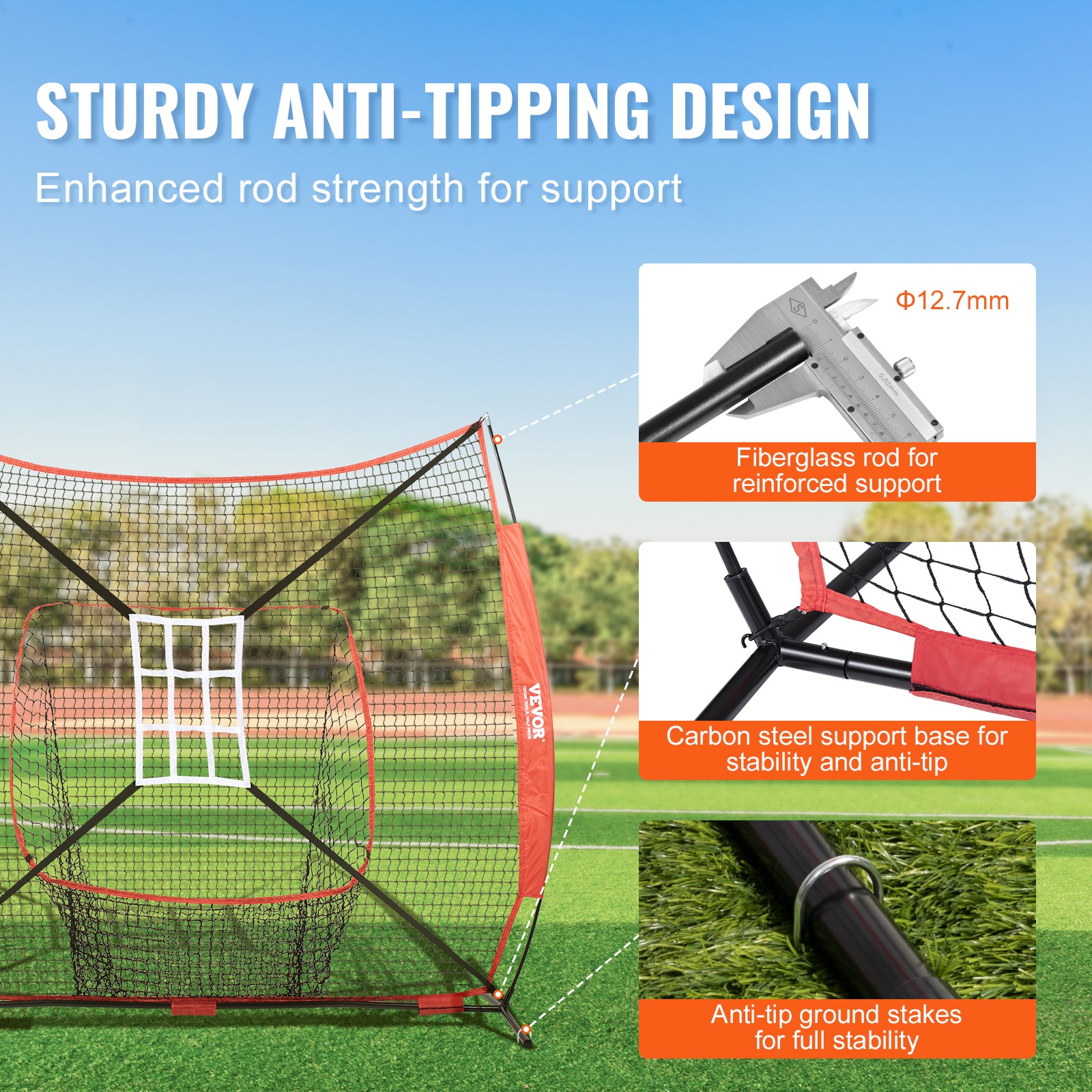 VEVOR 7x7 ft Baseball Softball Practice Net Hitting Batting Multiple Accessories