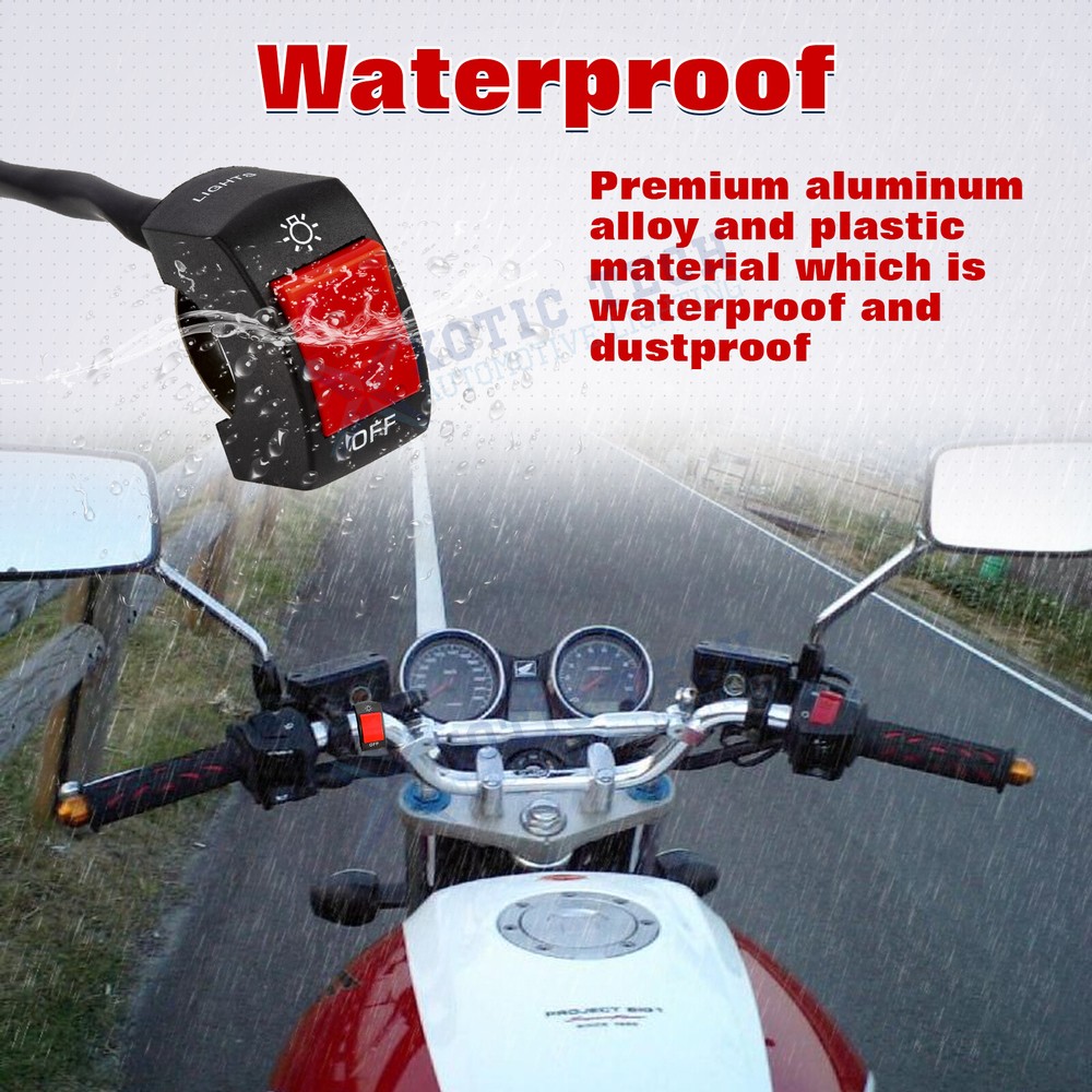 7/8″ Waterproof Motorcycle ATV Handlebar Push Button Switch Mount Toggle DC12V