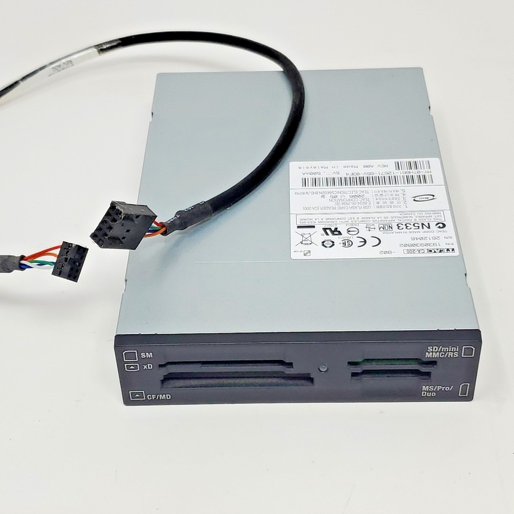 TEAC CA-200 SD Memory Flash Media Card Reader 1930930B02 & USB Motherboard Cable