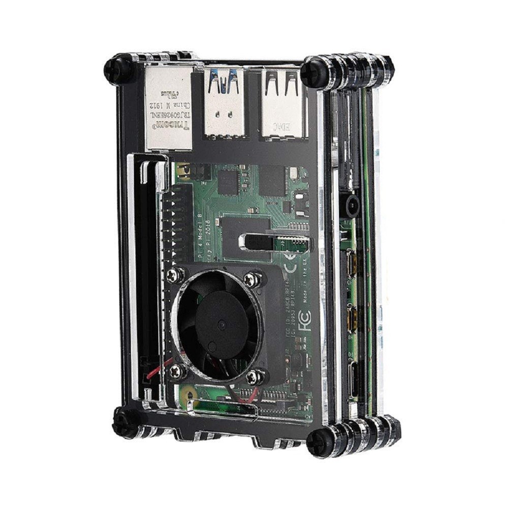 Clear 9 Layers Case with Cooling Fan Heatsink Screwdriver For Raspberry Pi 4B C