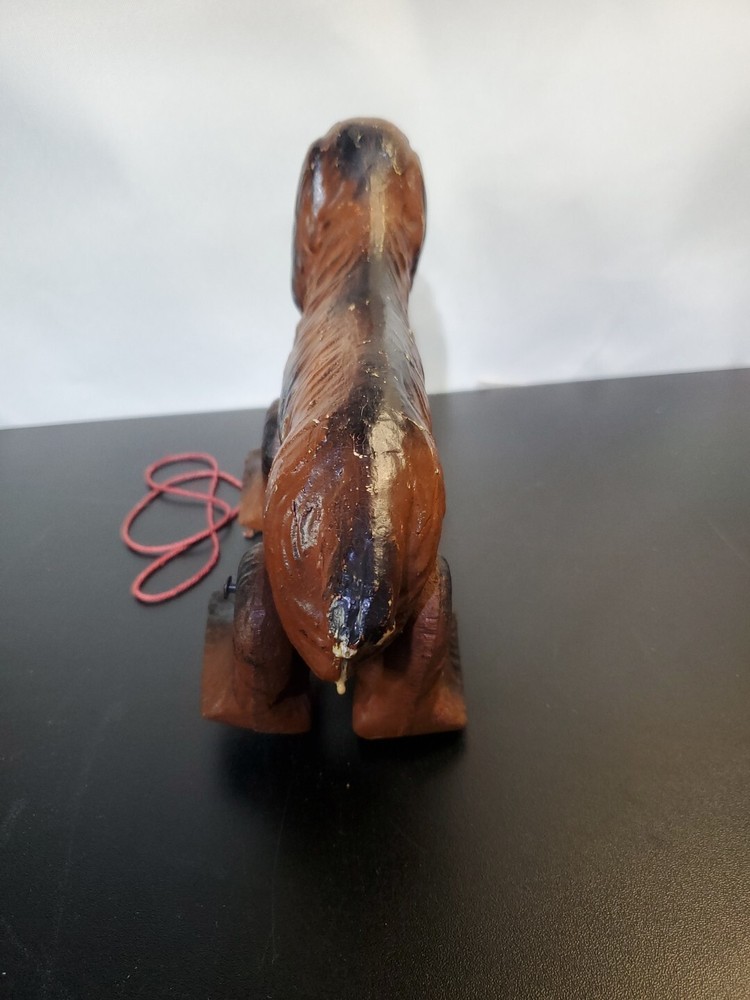 Vintage Paper Mache Pull A Long Walking Dog Cocker Spaniel 1940s