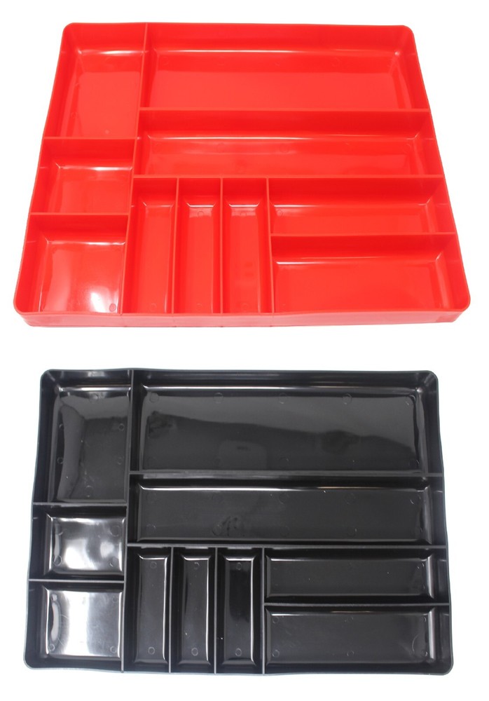 Black & Red Stackable Lightweight 10 Compartment Organizer Tray Kit