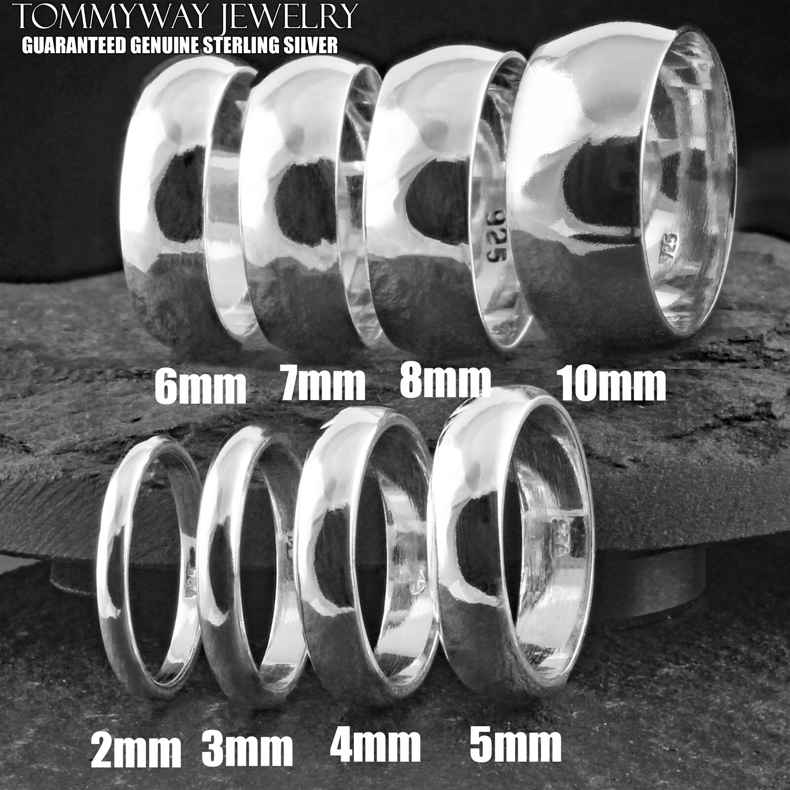 Guaranteed 925 Sterling Silver Plain Polished Wedding Band Ring Men's Women's