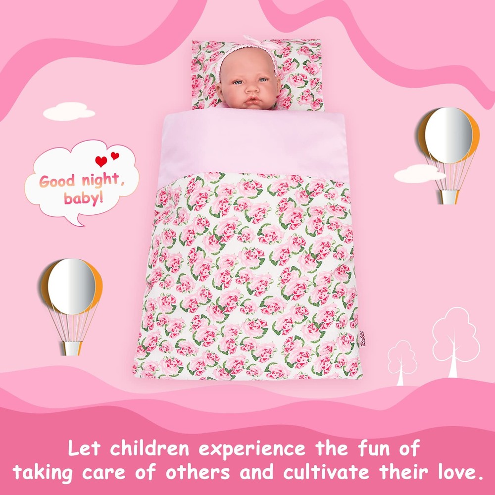2-PC Set Doll Bedding with Comforter and Pillow, Small, Color Style 3